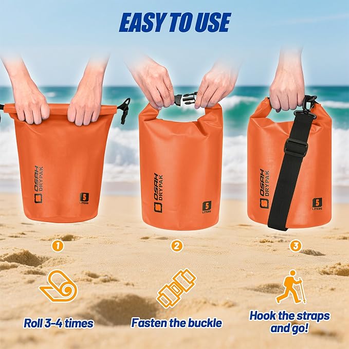 Waterproof Dry Bag, 5L/10L/20L/30L/40L Roll Top Lightweight Storage Backpack with Phone Case for Women & Men, Floating Waterproof Sack for Travel, Swimming, Kayaking, Paddle Board, Camping & Beach