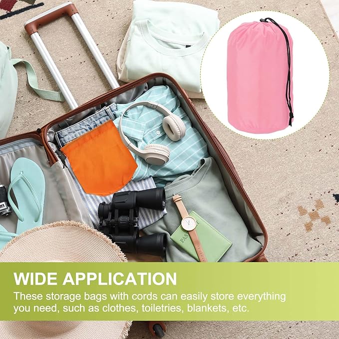 Stuff Sack, Nylon Waterproof Storage Sacks Portable Drawstring Dry Stuff Bag Gear Organization with Toggle, 5x10Inch Fit for Backpacking Camping Traveling Hiking(Pink)