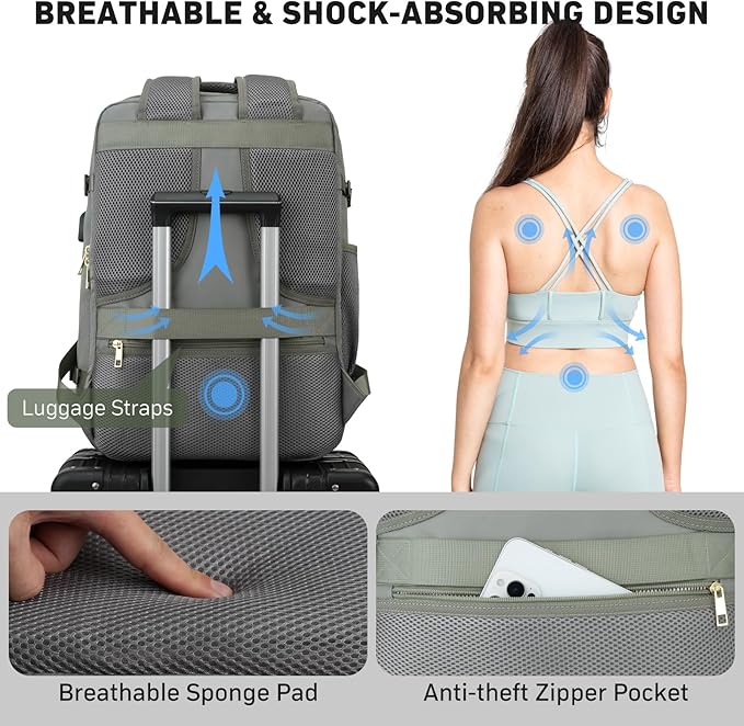 MOMUVO Travel Backpack Sets for Women,Carry On Backpack Flight Approved,Large Laptop Backpack Luggage Backpack with USB Charging Port,17.3 Inch