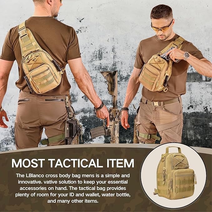 Tactical Shoulder Sling Bag Small Outdoor Chest Pack Backpack for Men Traveling, Trekking, Camping, Sling Backpack