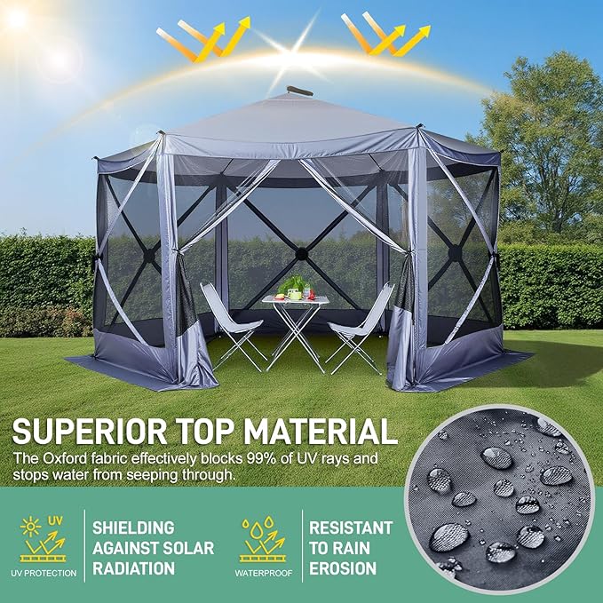 Outvita 12x12ft Instant Pop-Up Screen Tent - Outdoor Gazebo Canopy with Mosquito Netting & Carrying Bag - Versatile Pavilion Tent for Patios and Events