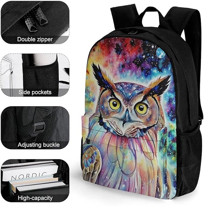 Rucksacks Lightweight Multipurpose Anti-Theft Owl Space Cartoon Shoulder Bag Large Capacity Business Computer Bag With Smooth Zippers