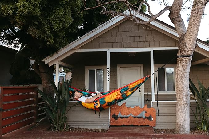 ENO DoubleNest Hammock - Lightweight, Portable, 1 to 2 Person Hammock - for Camping, Hiking, Backpacking, Travel, a Festival, or The Beach - Tie Dye/Red