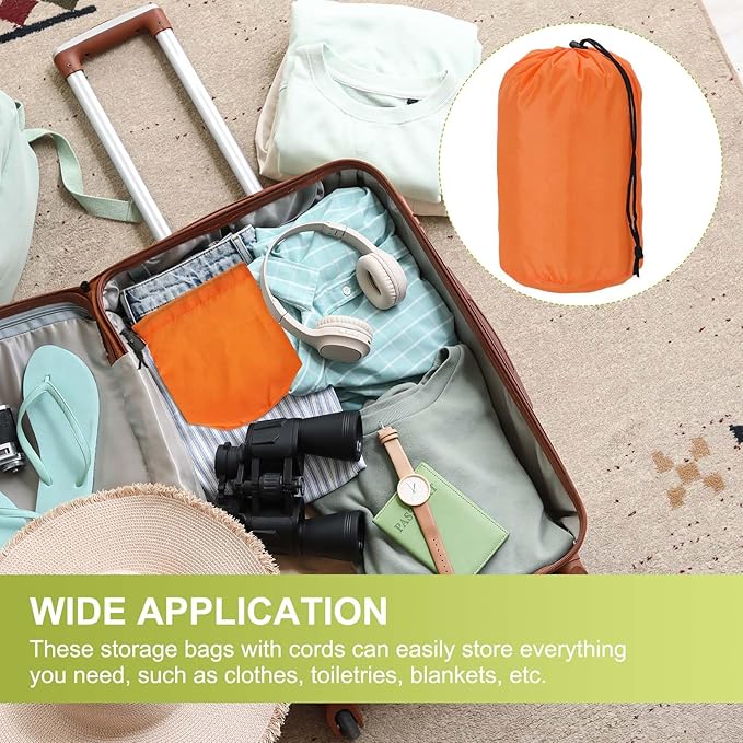 Stuff Sack, Nylon Waterproof Storage Sacks Portable Drawstring Dry Stuff Bag Gear Organization with Toggle, 3x7Inch Fit for Backpacking Camping Traveling Hiking(Orange)