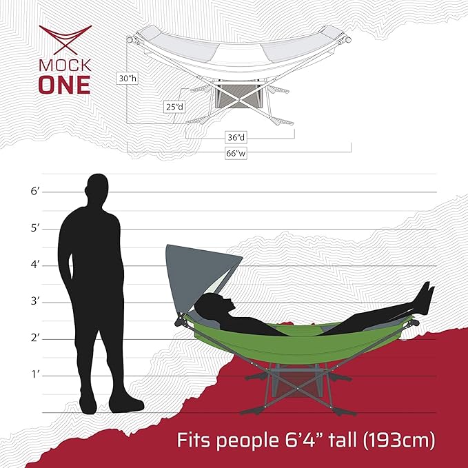 Portable Hammock with Stand, World's Best Mock ONE® Hammock, Compact Folding Framed Hammock with Adjustable Sunshade Canopy for Park, Backyard, Garden, Camping, Hiking, Mountaineering, Beaches- Green