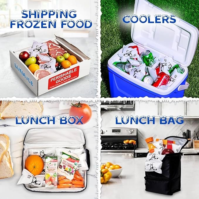 Dry Ice Packs for Shipping - Long Lasting ice Packs - 24+ Hour Freeze Power - BPA Free - 48 Pack Bulk 12 lb – Hielo Seco - Reusable Gel Bricks for Food