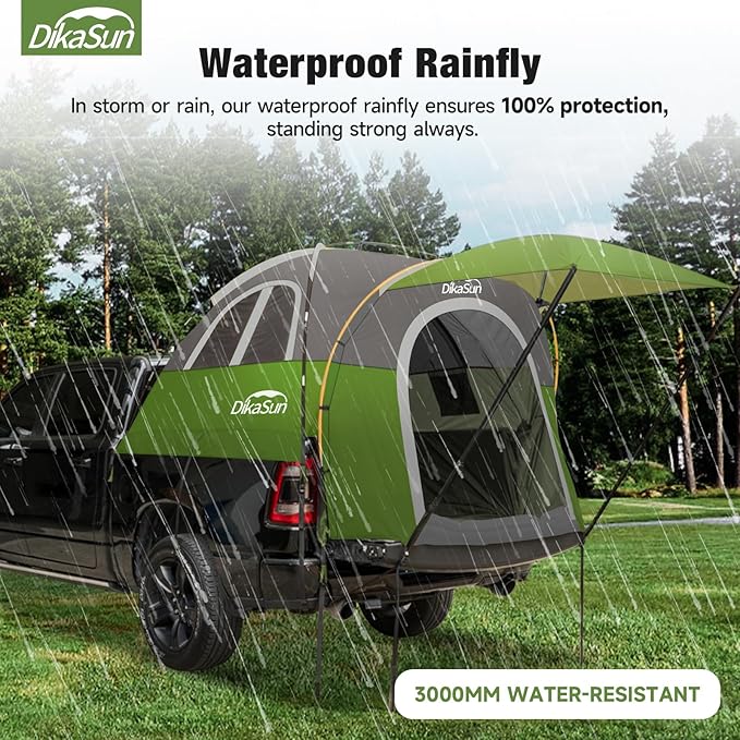 Truck Bed Tent, Double Layer Truck Tent 5.5-5.8 Ft, Waterproof PU3000mm Tear-Resistant Pickup Tent for 2 Person Camping and Outdoor with Awning