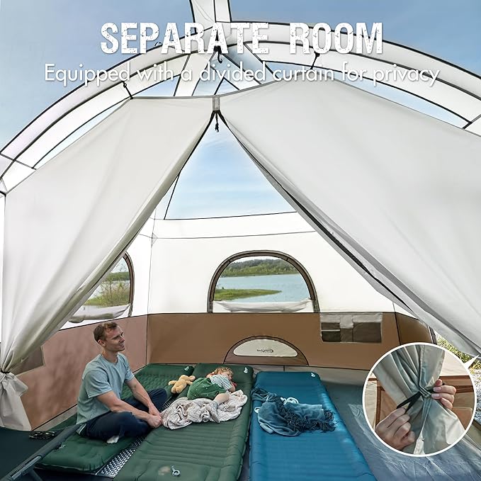 PORTAL 6 | 8 | 10 Person Family Camping Tent with Porch, Big Family Camping Tent with Tall Height, Good Ventilation, Water Resitant Large Tent for Outdoor Camping, Backyard