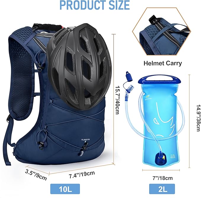 N NEVO RHINO Hydration Backpack,10L Hydro Water Daypack with 2L Water Bladder, Lightweight Hiking Backpack-Hydration Bike Pack for Cycling Rave