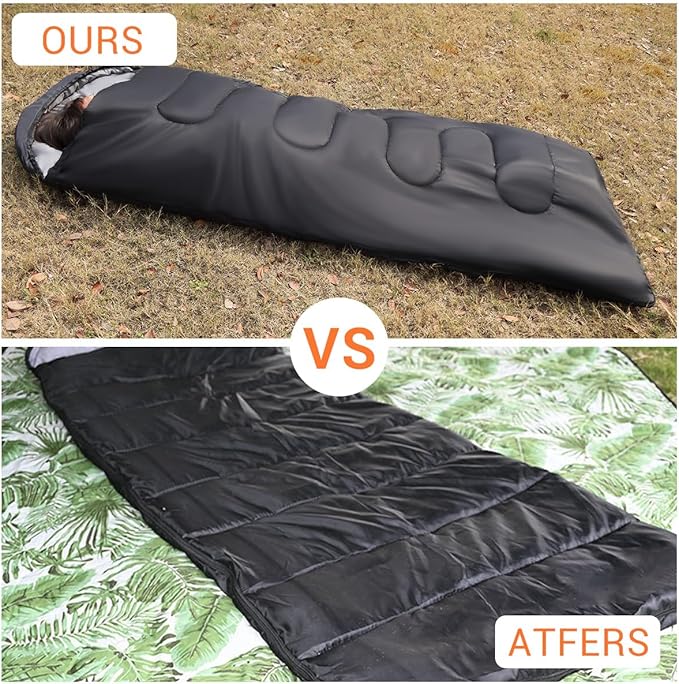 Sleeping Bags for Adults Backpacking Lightweight Waterproof- Cold Weather Sleeping Bag for Girls Boys Mens for Warm Camping Hiking Outdoor Travel Hunting with Compression Bags（Black