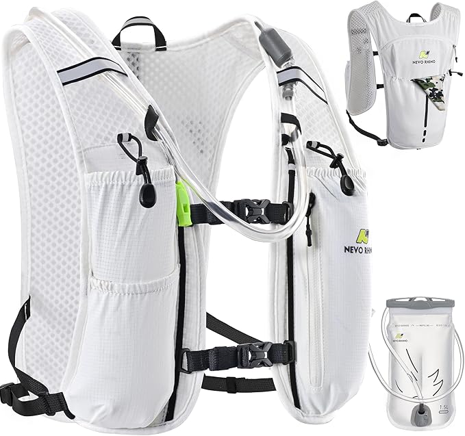 N NEVO RHINO Running Vest, Lightweight Hydration Vest, Insulated Water Backpack with 1.5L Water Bladder for Hiking, Trail, Running,Marathons,Cycling