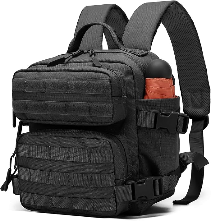 Mini Tactical Backpack for Men and Women, 9L Small Molle Backpack for Woman Military Backpacks for Gym, Hiking, Daily, Travel, Camping (Black)