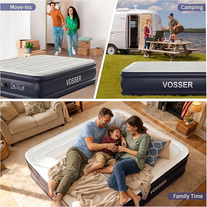 Air Mattress Queen with Built-in Pump, 18" Raised Inflatable Blow Up Mattress,Upgraded Heavy Duty 800lbs Portable Air Bed for Home, Guests,Floor& Camping, Self Inflating Colchon Inflable Queen