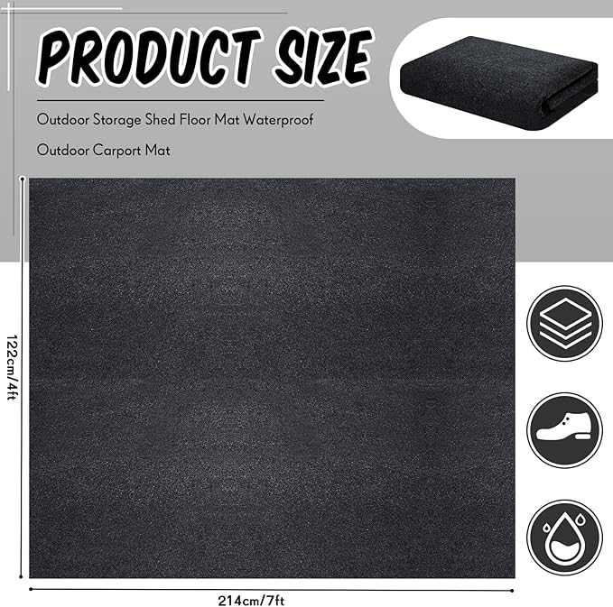 Haull Shed Floor Mat 4 x 7 ft Outdoor Waterproof Nonslip Durable Storage Sheds Protector Rug for Carport Patio Garage Garden Spring Summer Outdoor, Storage Shed Not Included