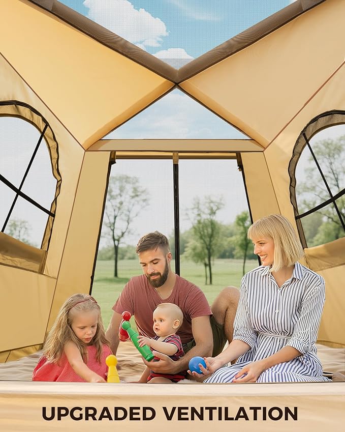 Inflatable Tents for Camping 2-4 Person, Easy Set Up Camping Tent with Automatic & Manual Pump, Waterproof Blow Up Tent for Family Outdoor