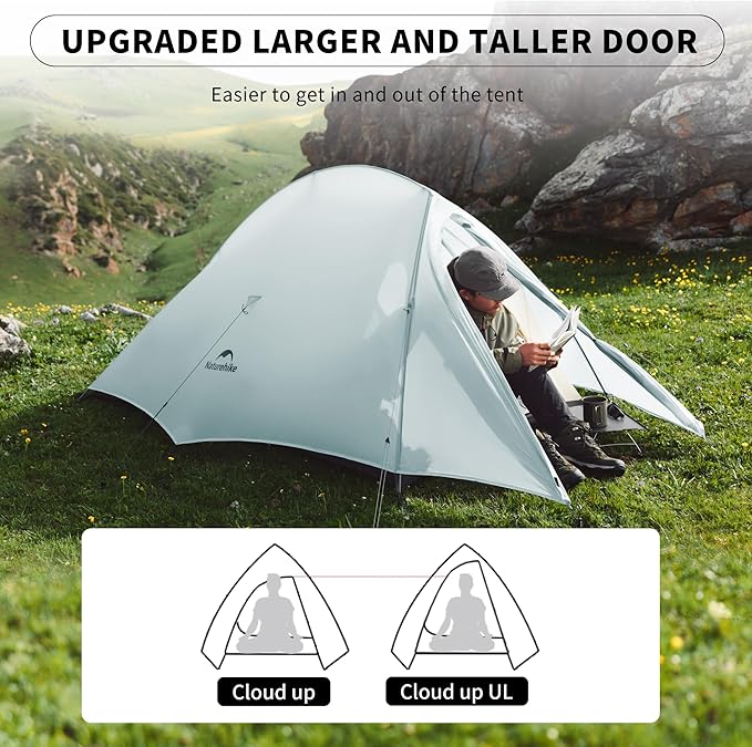 Naturehike Cloud Up 1 Person Tent, Lightweight Backpacking Tents for One Man, Waterproof Ultralight One Person Tent for Camping Hiking Backpacking