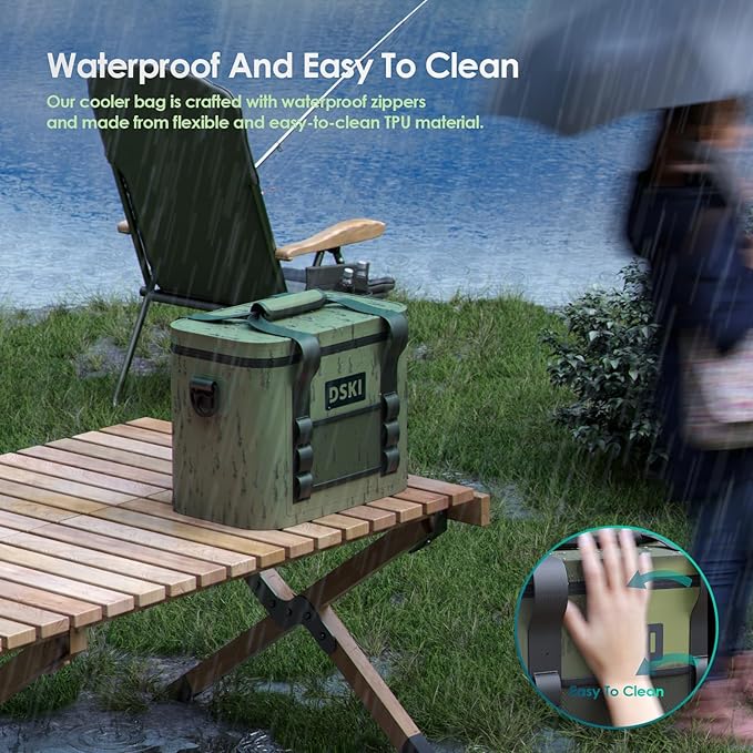 34 Can Soft Cooler Soft Ice Bag Deep Freeze Cooler Ice Chest Collapsible Leak-Proof for Beach Coolers Travel Cooler for Camping, Kayaking, Fishing