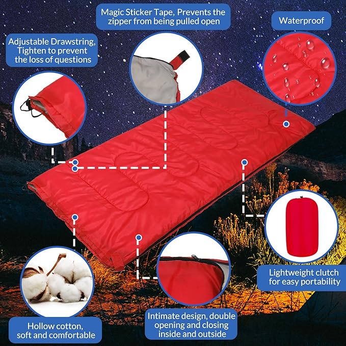 Macarrie 12 Pack Camping Sleeping Bags for Adults Bulk Cold Weather Kids Sleeping Bag Homeless Lightweight Waterproof Compression Sack for Backpacking Traveling Hiking Outdoor