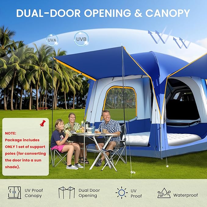 SUV Tents for Camping, Car Tents for Camping 4-6 People, PU 3000mm Waterproof SUV Tent Attachment Tailgate Tent for Car, Spacious Space 8.2'L x 8.2'W x 7.2'H with 2 Awnings & Double Door