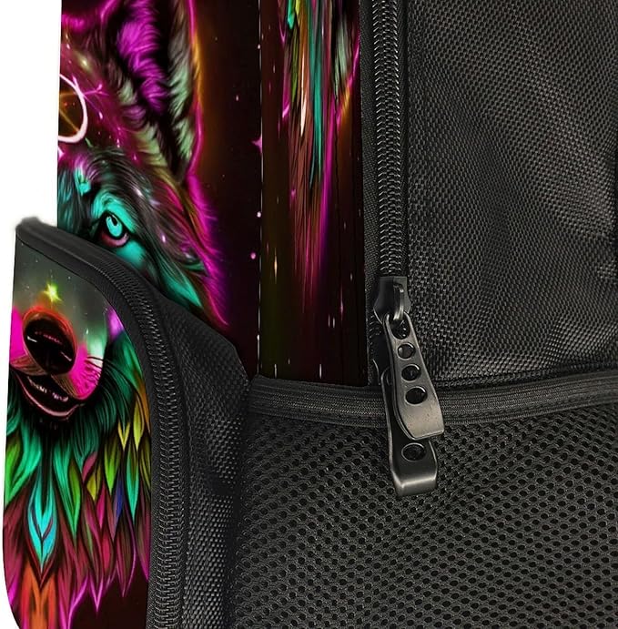 Lightweight Rucksacks for Climbing Outdoors Walking Cycling, Large Capacity Anti-Theft Multipurpose Carry On Bag, Trippy Tribal Wolf Space Galaxy Art Camping Outdoor Backpack