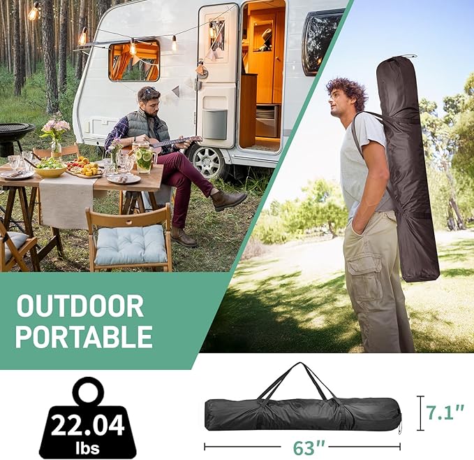 VINGLI 10x10 Pop Up Gazebo Tent, Portable Easy Up Screen Tent for Camping with Mosquito Netting, Camping Canopy Shelter with Carry Bag, Ground Stakes