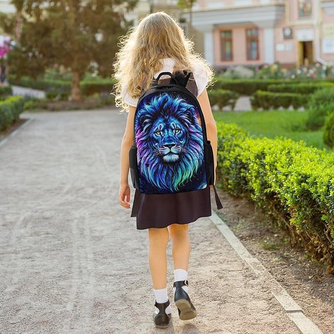 Rucksacks Lightweight Multipurpose Anti-Theft Cool Lion In The Universe Surreal Style Space Art Shoulder Bag Big Capacity Traveling Camping Backpack With Side Pockets