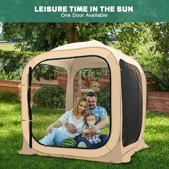 LILYPELLE Screen House Pop-Up Canopy Instant Tent Outdoor Camping Tent with Carry Bag for Patio, Backyard, Deck & Outdoor Activities, Khaki