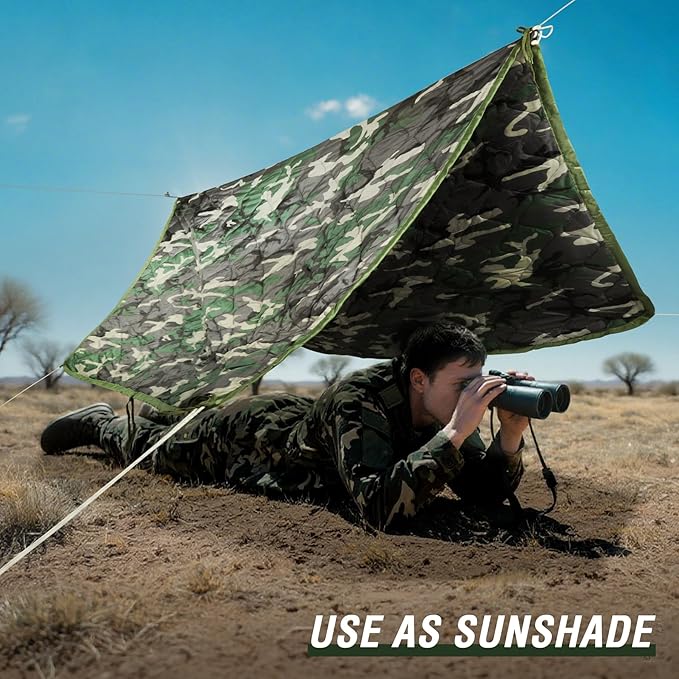 REDCAMP Wobbie Military Poncho Liner Blanket, Thermal Insulated Camping Blanket for Hiking, Survival Compression Carry Bag