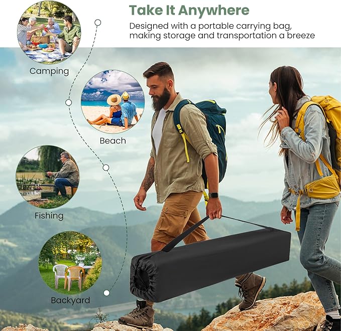 Goplus 4-6 Person Pop Up Camping Tent, Dome Instant Tent w/Visible Skylight, Removable Rainfly, 3 Zippered Mesh Doors & Windows, Carrying Bag, Outdoor Easy Setup Waterproof Family Tent for Backpacking