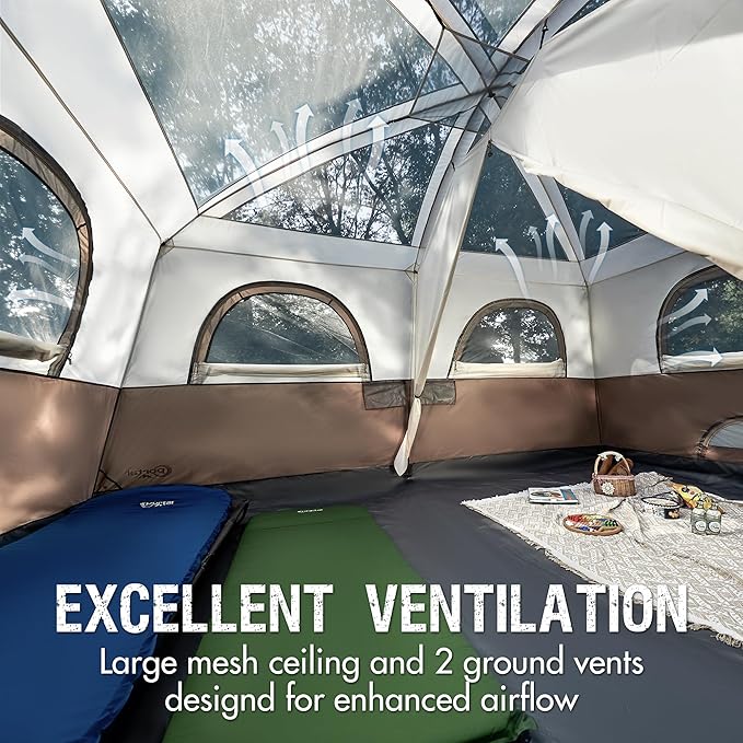 PORTAL 6 | 8 | 10 Person Family Camping Tent with Porch, Big Family Camping Tent with Tall Height, Good Ventilation, Water Resitant Large Tent for Outdoor Camping, Backyard