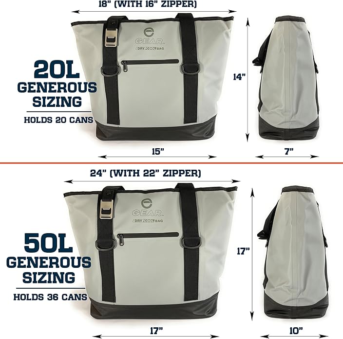 Enthusiast Gear Dry Bag Cooler Tote – Collapsible, Waterproof and Leak-Proof Soft Sided Cooler Bag - Pool, Beach - 20 or 36 Cans
