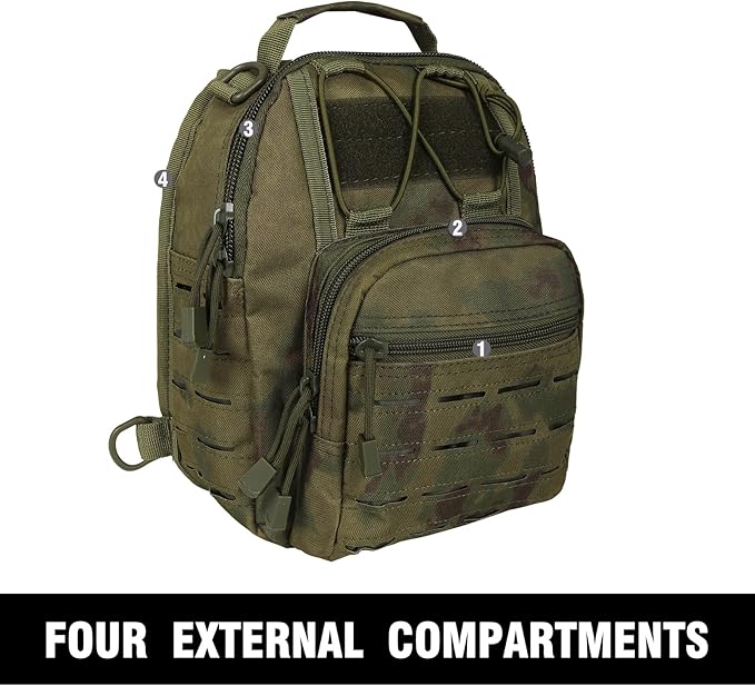 BOMTURN Tactical Backpack-1000D Waterproof Military Backpack/Laser-Cut/CCW Bags Sling Bag Tactical Satchel Shoulder Bag Men