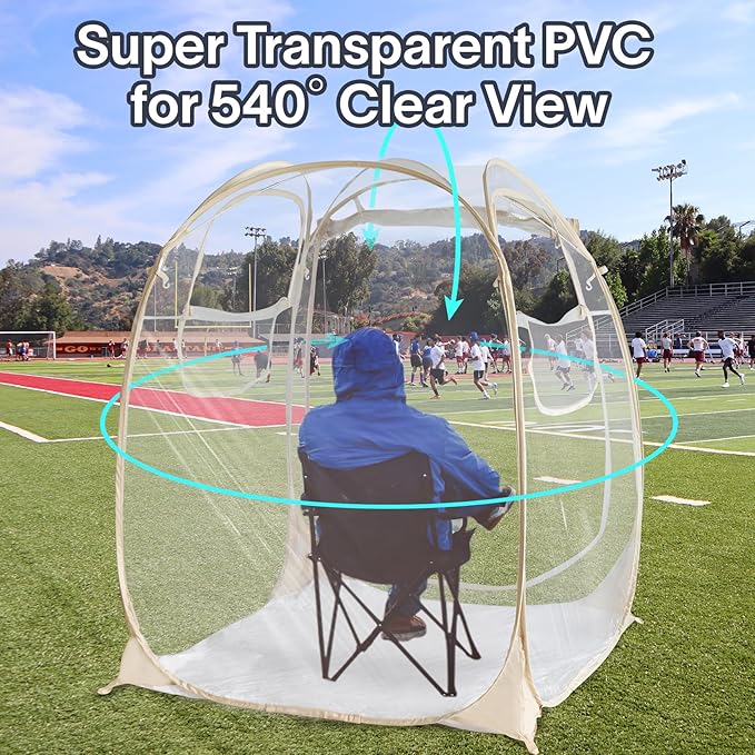 EighteenTek Pod All Weather Sports Tent with Attached Floor, Instant Outdoor Bubble Tent, Rainproof Camping Sun Shelter for Sports Events Camping Fishing Cheering, 1-4 Persons