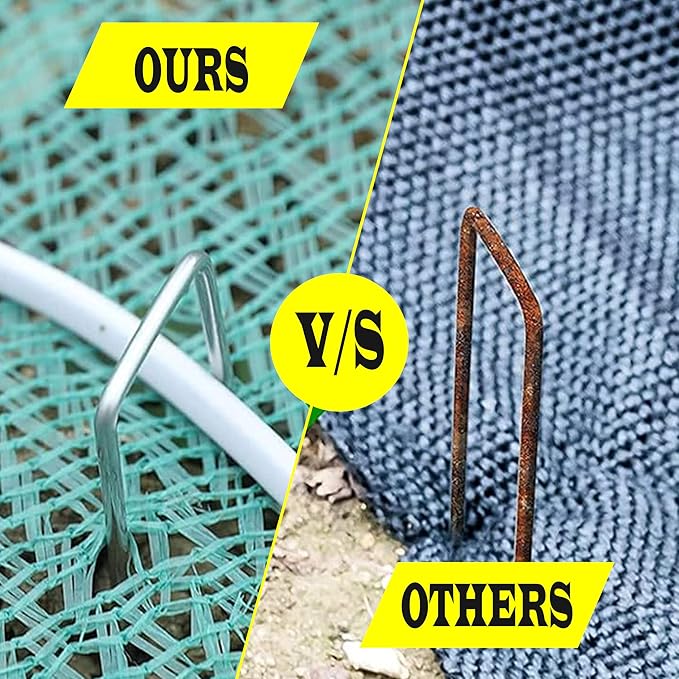 250 Pack x 6 Inch Landscape Staples Galvanised, Fabric Pins, 11 Gauge, Garden Staples, Tent Stakes, Fabric Pins for Lawn, Fence, Tent, Decoration, Weed Barrier, Outdoor. (250 x 6in)