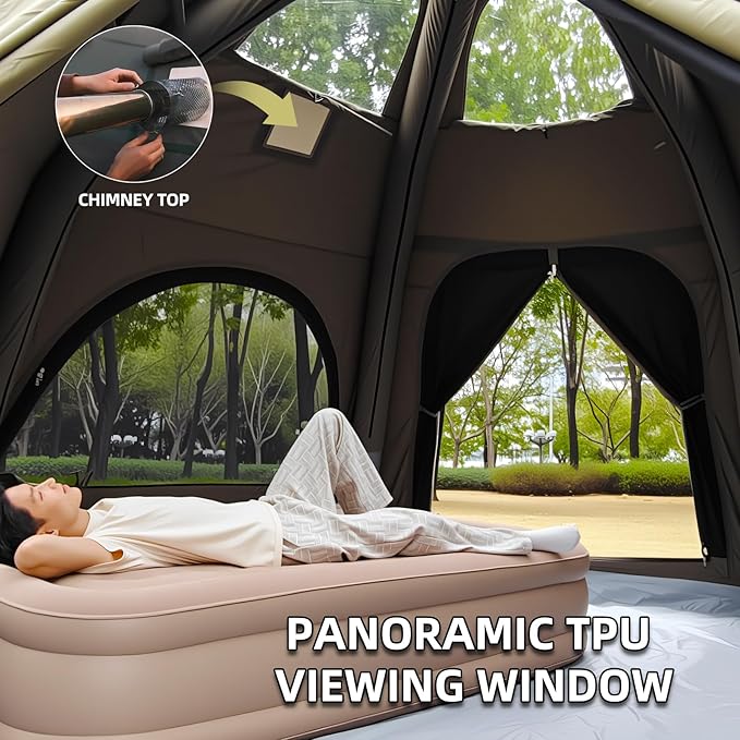 Inflatable Tents for Camping, Large Inflatable Camping Tent with Hand Pump, Easy Setup Tents for 4-6 People, Portable Glamping Tent