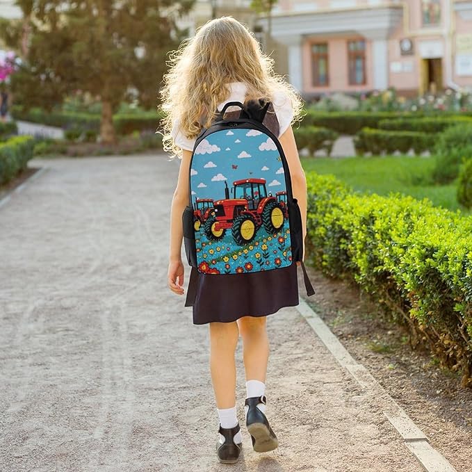 Daypack Backpack Anti-Theft Multipurpose Large Capacity Carry On Bag, Farm Tractor Pattern Traveling Camping Backpack With Side Pockets