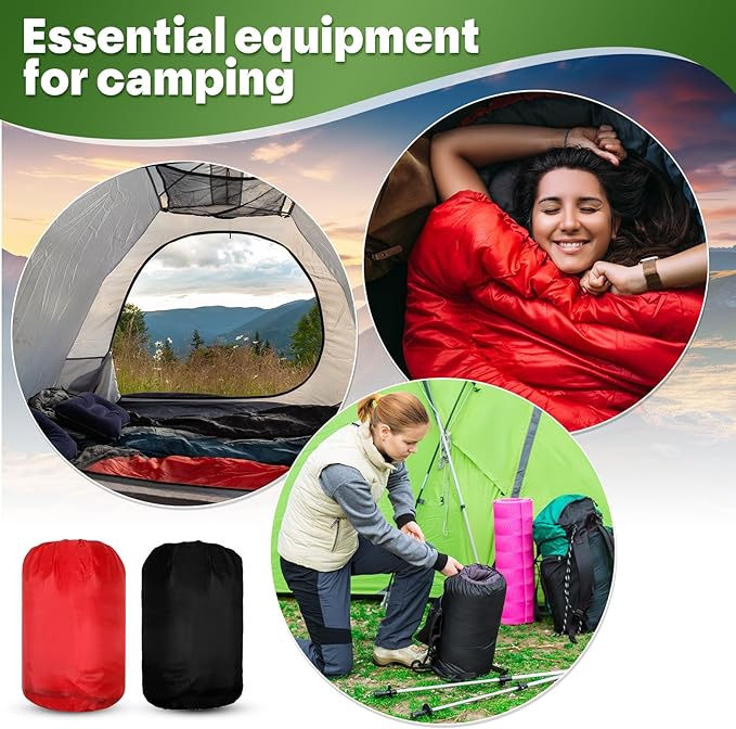 VitalCozy 24 Pcs Sleeping Bags for Adults Bulk Lightweight Waterproof Backpacking Camping Sleeping Bag with Compression Sack, Portable Compact for Winter Hiking Outdoor Camping Essential