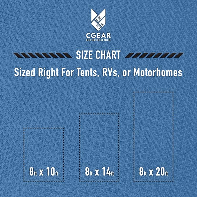 CGEAR RV Comfort Mat – Patented Sand-Free Technology with Ultra Soft Material – Sized to Your RV, Campsite, Beach House – Great Outdoor Patio Rug for RV and Camping (Dynamic Stripe, 8' x 20')