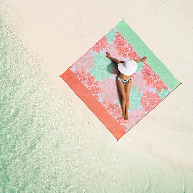 Beach Blanket Waterproof Sandproof Extra Large Beach Mat 79" X 83"/120"x108"for 1-8 Adults Quick Drying Durable Outdoor Picnic Mat for Beach Travel Camping Hiking