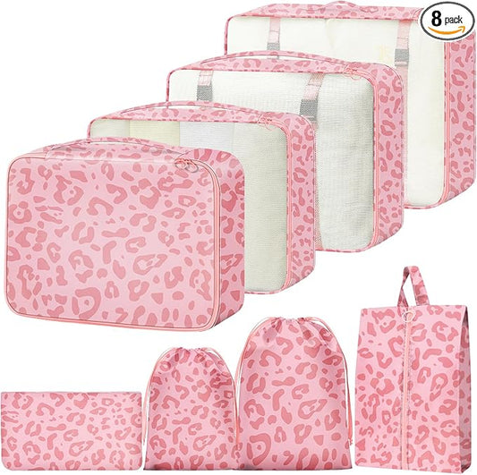 Packing Cubes for Travel - 8 Set Luggage Organizer Bags for Family, Mesh Breathable Packing Cubes for Suitcases Durable Travel Essentials Bags Set
