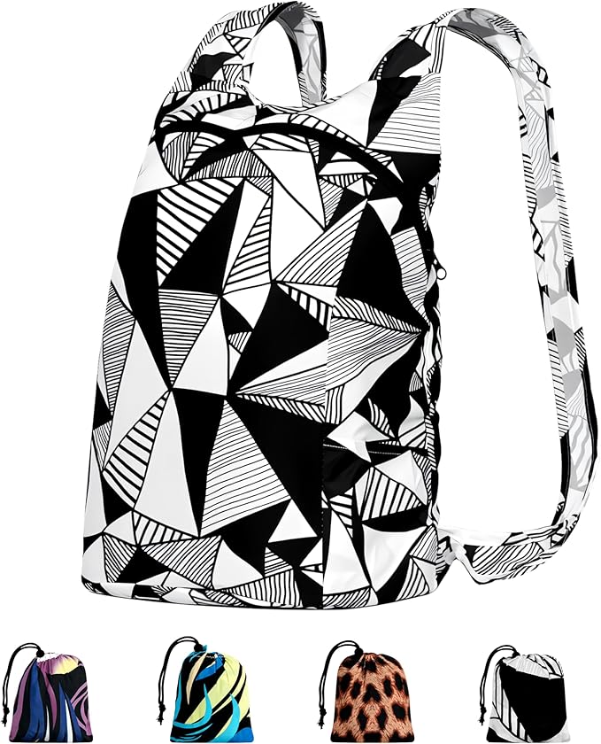 Pocket-Sized Hiking Daypack, Fashion patterns Lightweight 2.8oz, Water resistant Backpack for Women Men Camping (Sketch)