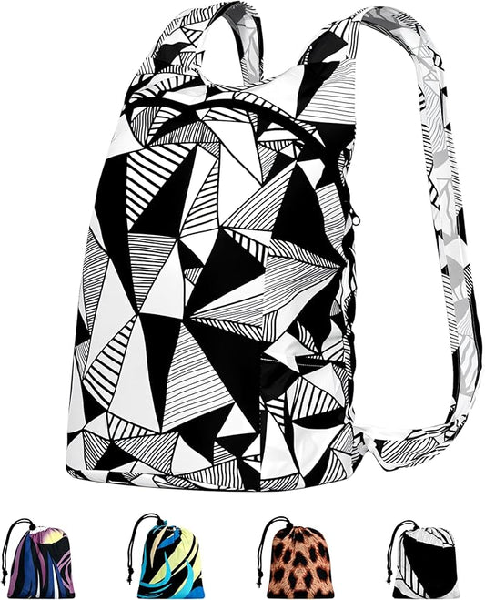 Pocket-Sized Hiking Daypack, Fashion patterns Lightweight 2.8oz, Water resistant Backpack for Women Men Camping (Sketch)