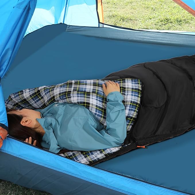 REDCAMP Cotton Flannel Sleeping Bag for Camping Backpacking, Adults Cold Weather Envelope Sleeping Bags with 2/3/4/6lbs Filling