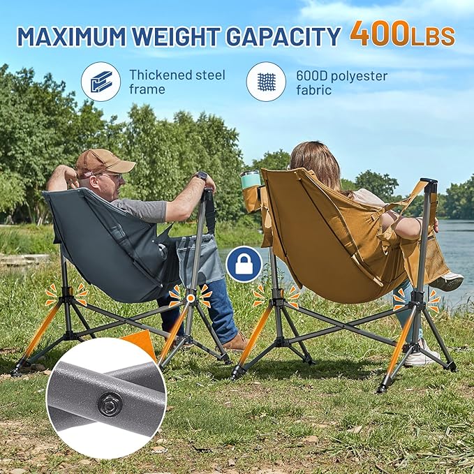 TIMBER RIDGE Hammock Camping Chair, Oversized Swinging Chair with Adjustable Back and Seat Height, Portable Folding Rocking Camping Chair for Outdoor Lawn, Backyard and Patio, Supports 400lbs