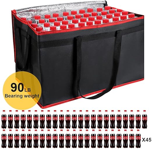 for doordash Catering Bag 22x14x13 Black Red Insulated Food Delivery Bag Cooler Bags Keep Food Warm Catering Therma for doordash Catering Cooler BagsTherma Shopper hot XXXL 22w x 14 lx 13d