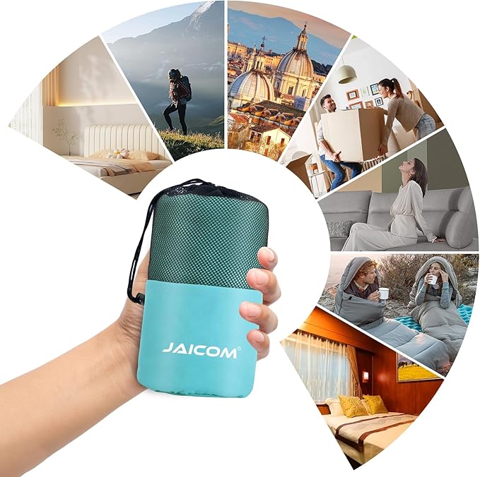 Sleeping Bag Liner, Sleep Sack Travel Sheets, Two-Way-Zipper Expose Feet Separately, Lightweight for Single, Backpacking,Hotels & Hostels, Camping, Travel, Business