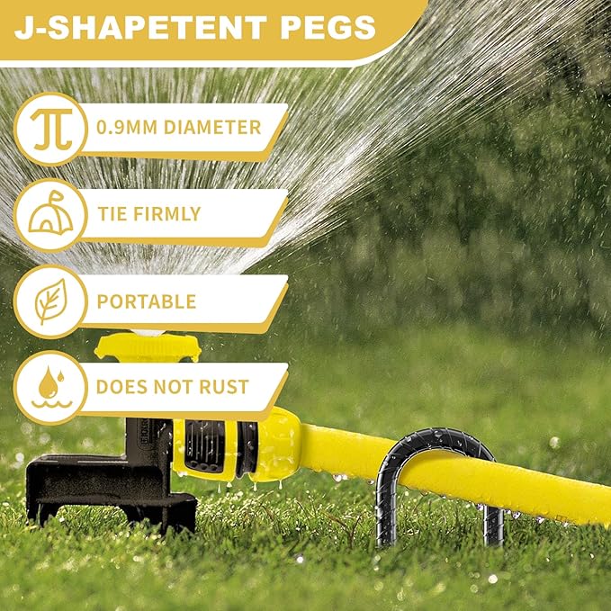 Necneecu16 Pack Rebar Stakes, 12 Inch J Hook Heavy Duty Ground Stakes for Canopy Tent Trampoline and Chain Link Fence Rust Proof Coated Steel Ground Stakes Ground Anchors (Black)