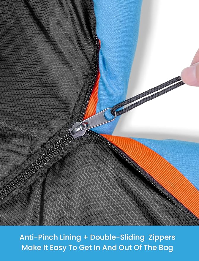 KAMPKEEPER Mummy Sleeping Bag for Adults,3-4 Seasons Cold Weather,Waterproof,Lightweight,Non-Snag Zipper with Adjustable Hood Perfect for Backpacking, Hiking,Camping