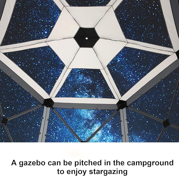 COBIZI 12x12 FT Pop Up Canopy Stargazing Tent, Gazebos On Clearance with Removable Roof,Instant Screened in Gazebo, Screen Tents Portable carpas para Patio for Outdoor Camping,Backyard, Garden,Gray