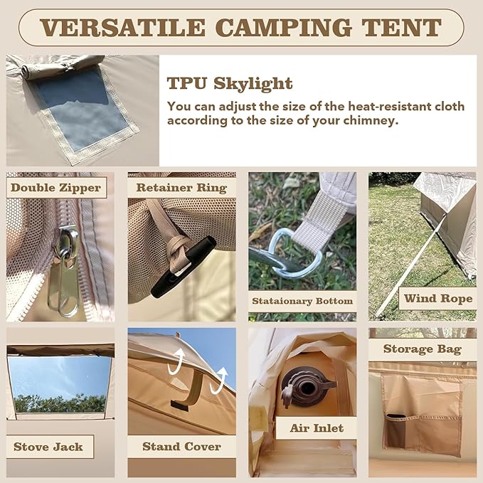 Inflatable Tents for Camping, Large Inflatable Camping Tent with Hand Pump, Easy Setup Tents for 4-6 People, Portable Glamping Tent